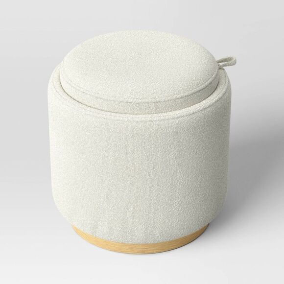 Room Essentials Other - Open Box - Room Essentials - Round Upholstered Storage Ottoman Cream Cream